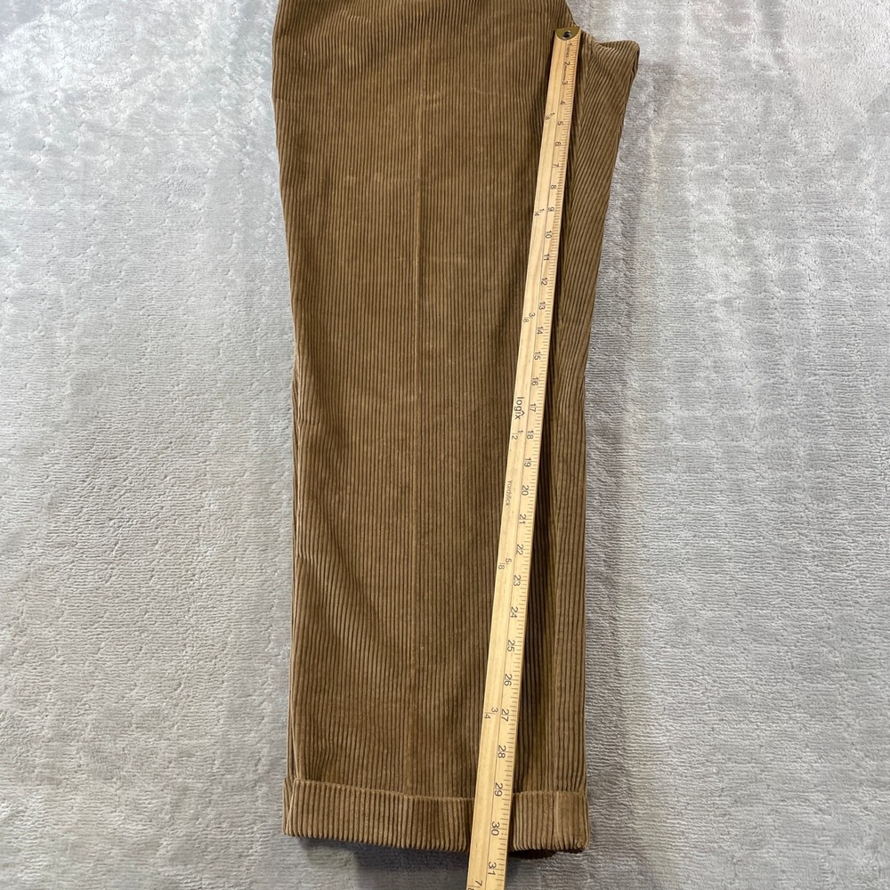 Jos A Bank Corduroy Pants Mens 36x30 Brown Wide Wale Pleated Cuffed Fall Office - Picture 5 of 10